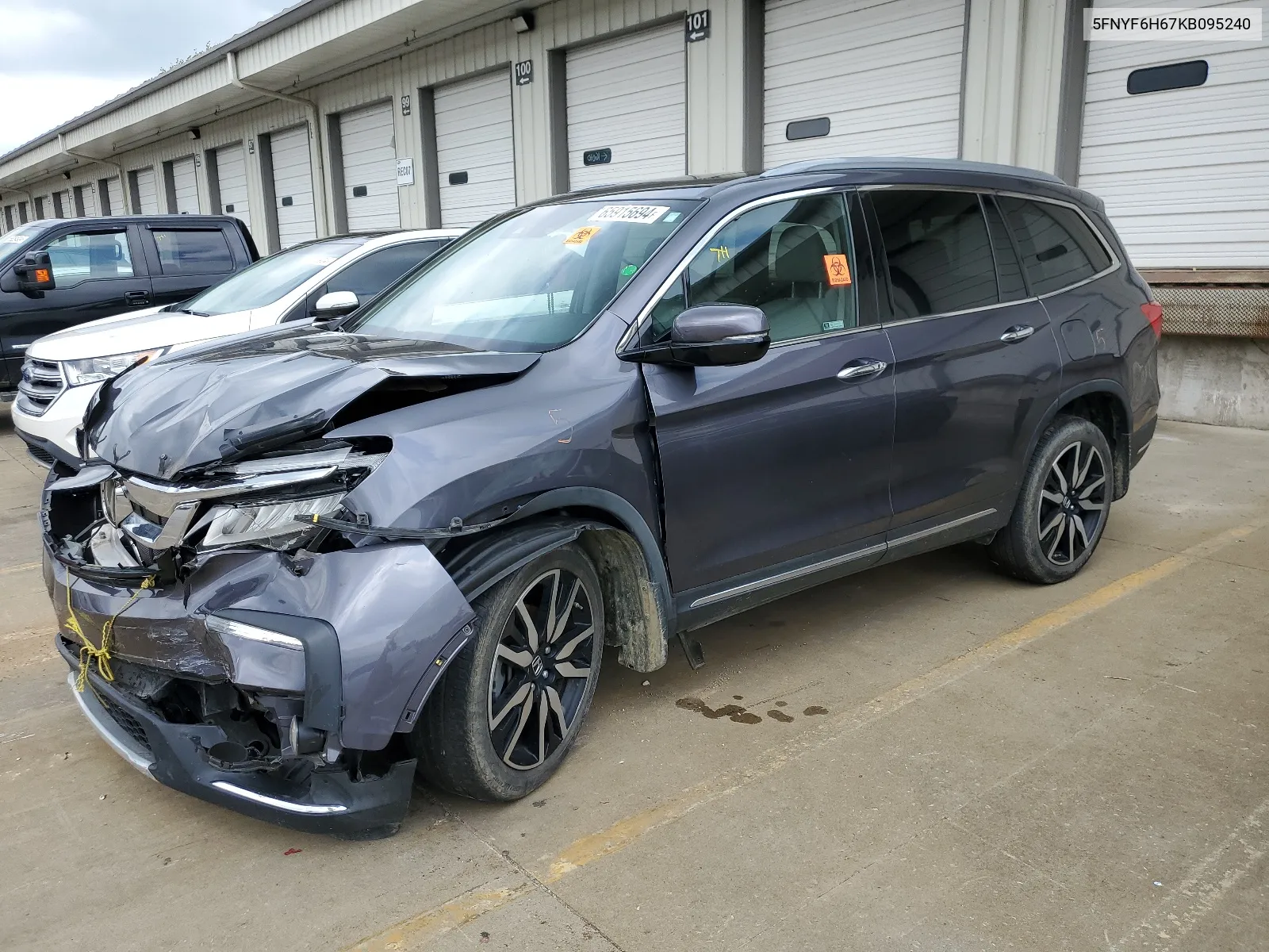 2019 Honda Pilot Touring VIN: 5FNYF6H67KB095240 Lot: 65915694