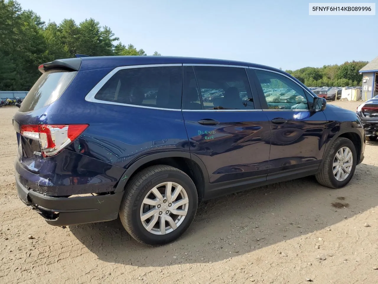 2019 Honda Pilot Lx VIN: 5FNYF6H14KB089996 Lot: 70664784