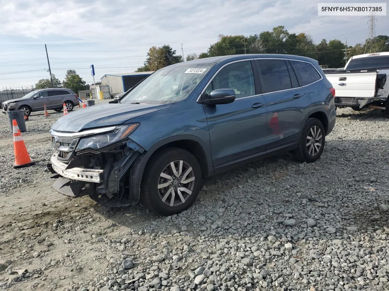 2019 Honda Pilot Exl VIN: 5FNYF6H57KB017385 Lot: 74513324