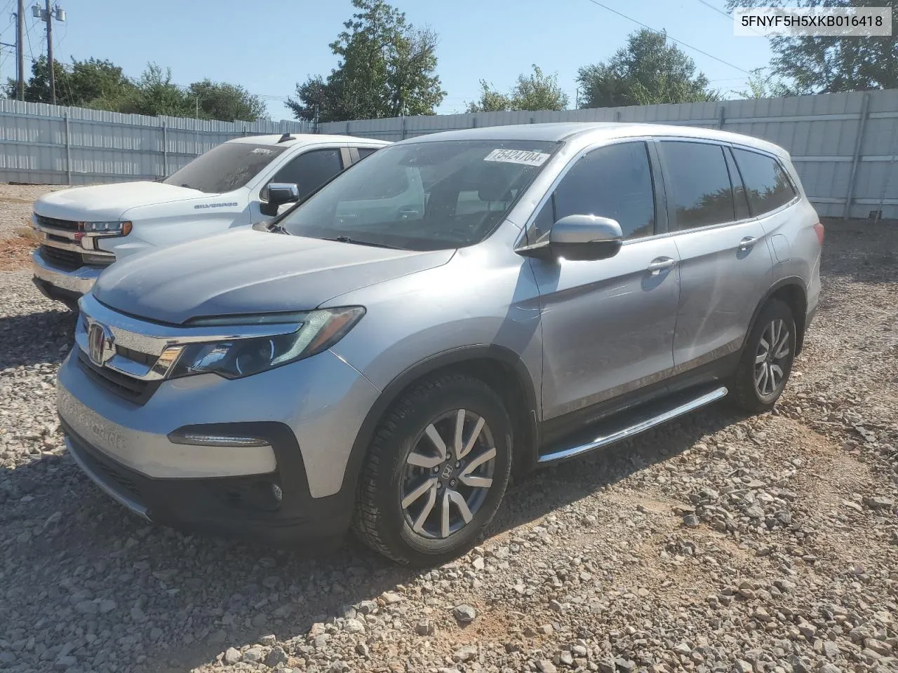 2019 Honda Pilot Exl VIN: 5FNYF5H5XKB016418 Lot: 75424704