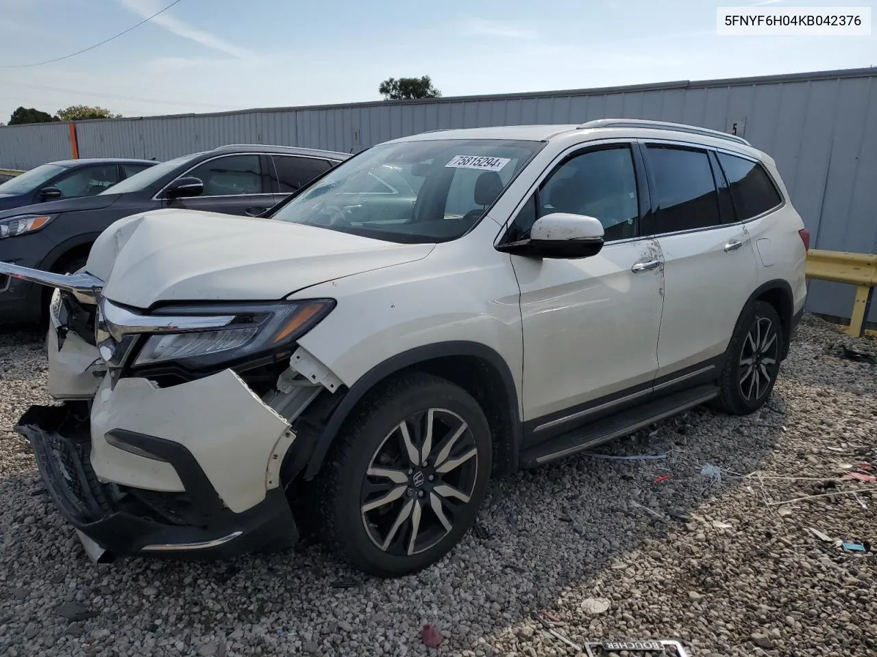 2019 Honda Pilot Elite VIN: 5FNYF6H04KB042376 Lot: 75815294