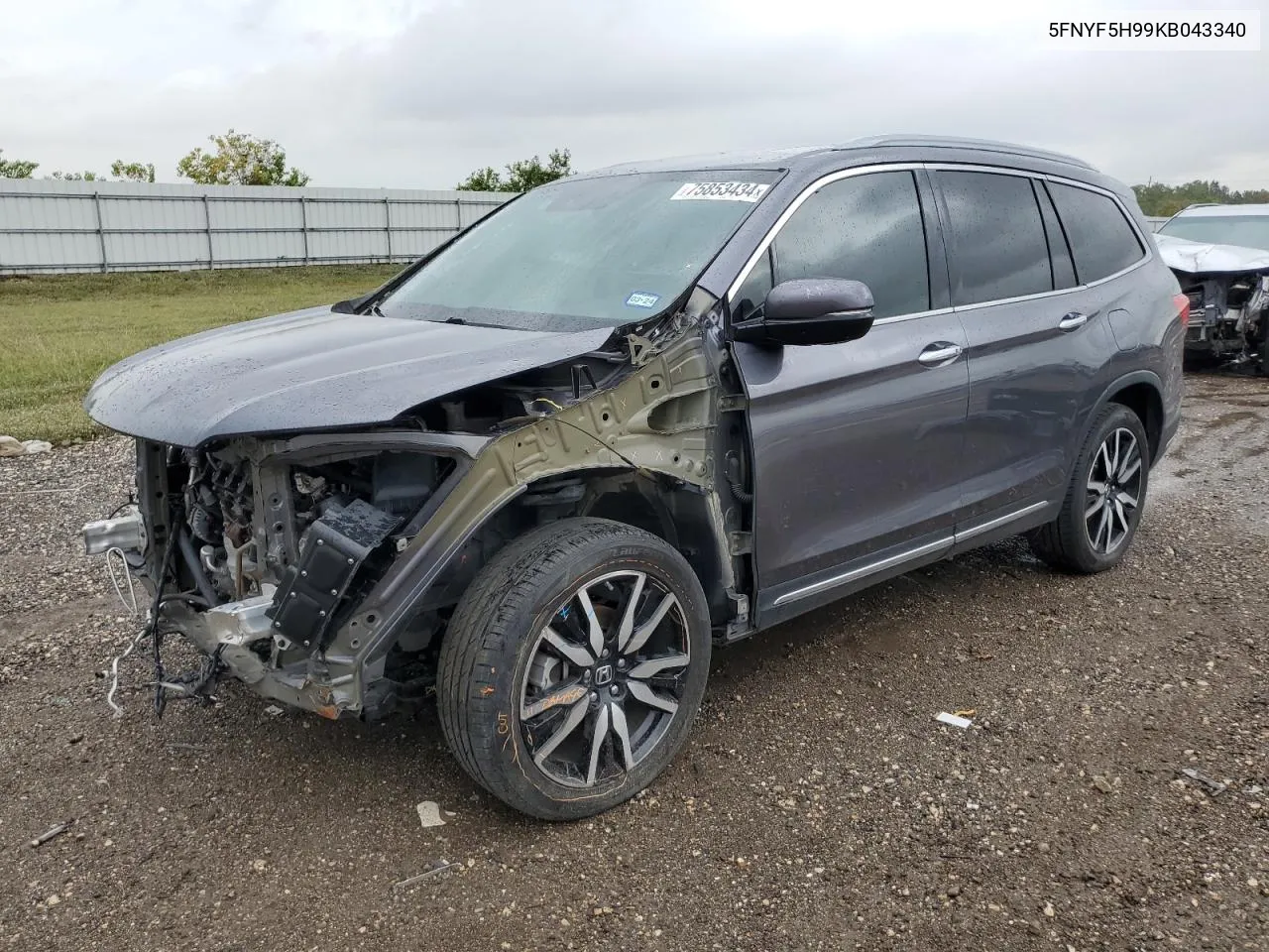 2019 Honda Pilot Touring VIN: 5FNYF5H99KB043340 Lot: 75853434