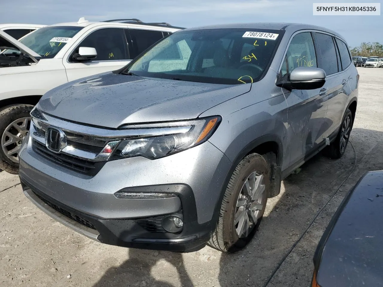 2019 Honda Pilot Ex VIN: 5FNYF5H31KB045336 Lot: 78078124