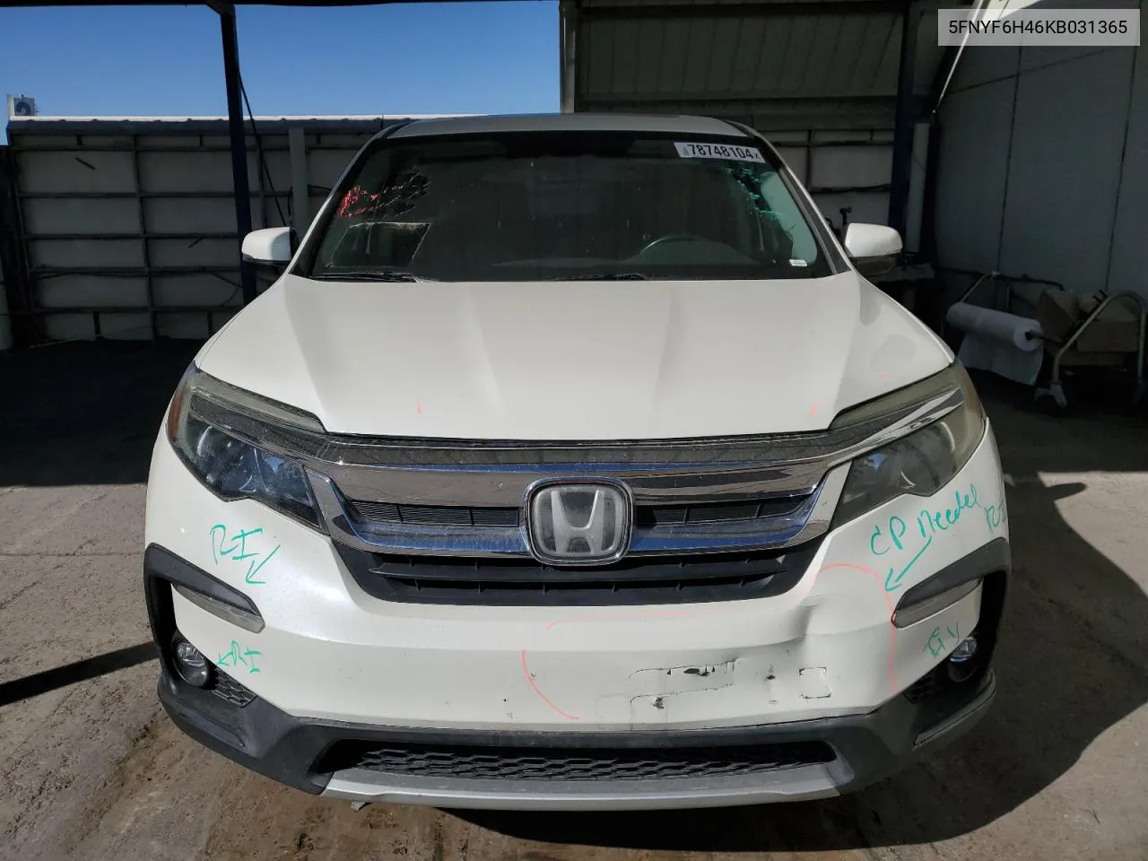 2019 Honda Pilot Exl VIN: 5FNYF6H46KB031365 Lot: 78748104