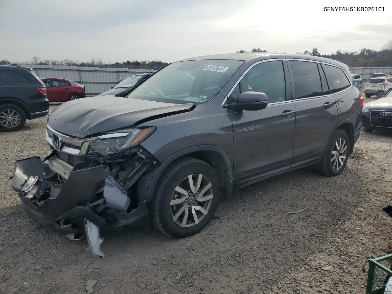 2019 Honda Pilot Exl VIN: 5FNYF6H51KB026101 Lot: 81243544