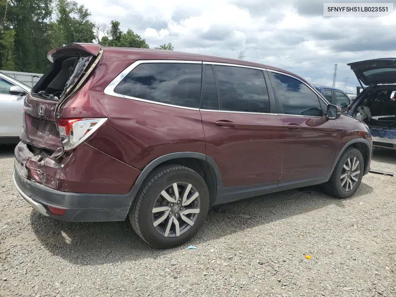 2020 Honda Pilot Exl VIN: 5FNYF5H51LB023551 Lot: 60152884