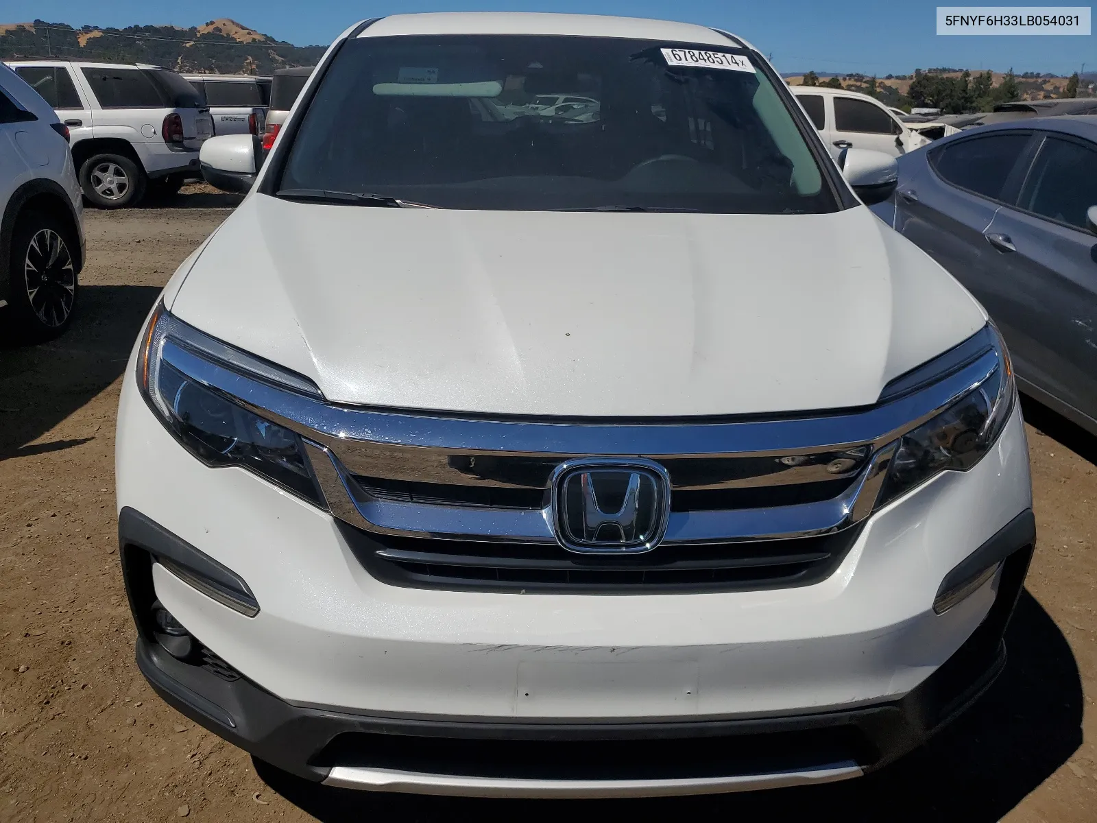 2020 Honda Pilot Ex VIN: 5FNYF6H33LB054031 Lot: 67848514