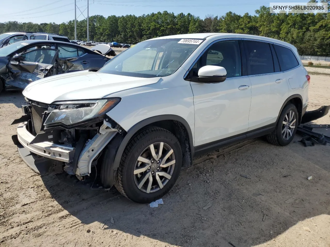 2020 Honda Pilot Ex VIN: 5FNYF5H36LB020935 Lot: 70695744