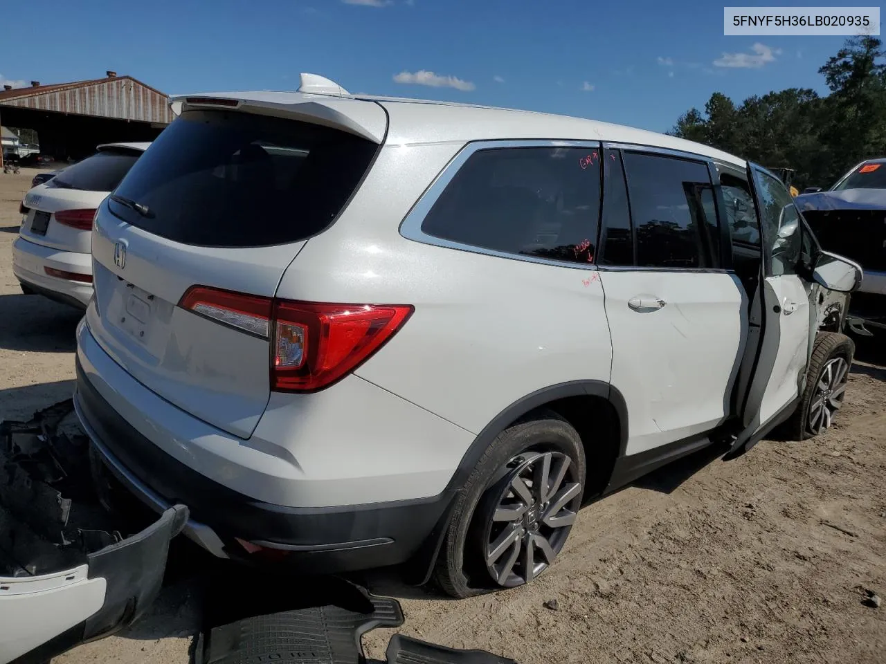 2020 Honda Pilot Ex VIN: 5FNYF5H36LB020935 Lot: 70695744