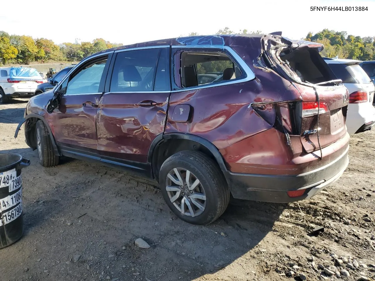 2020 Honda Pilot Exl VIN: 5FNYF6H44LB013884 Lot: 76490944