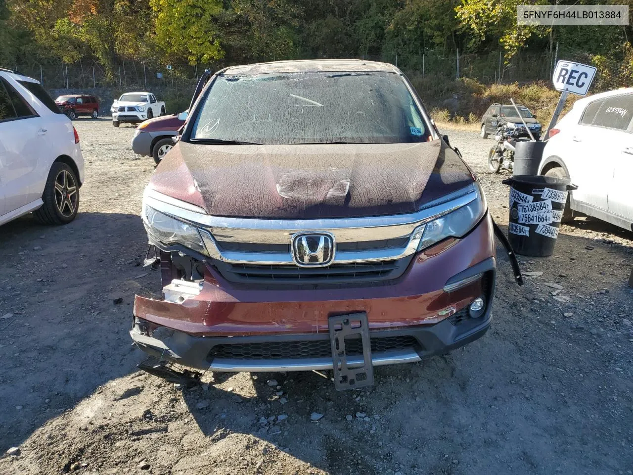 2020 Honda Pilot Exl VIN: 5FNYF6H44LB013884 Lot: 76490944