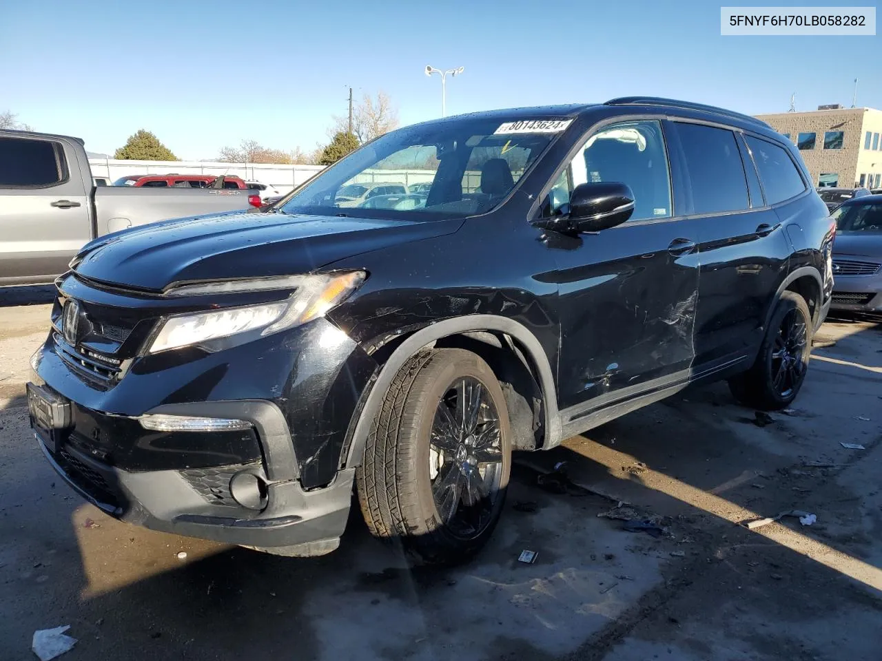 2020 Honda Pilot Black VIN: 5FNYF6H70LB058282 Lot: 80143624