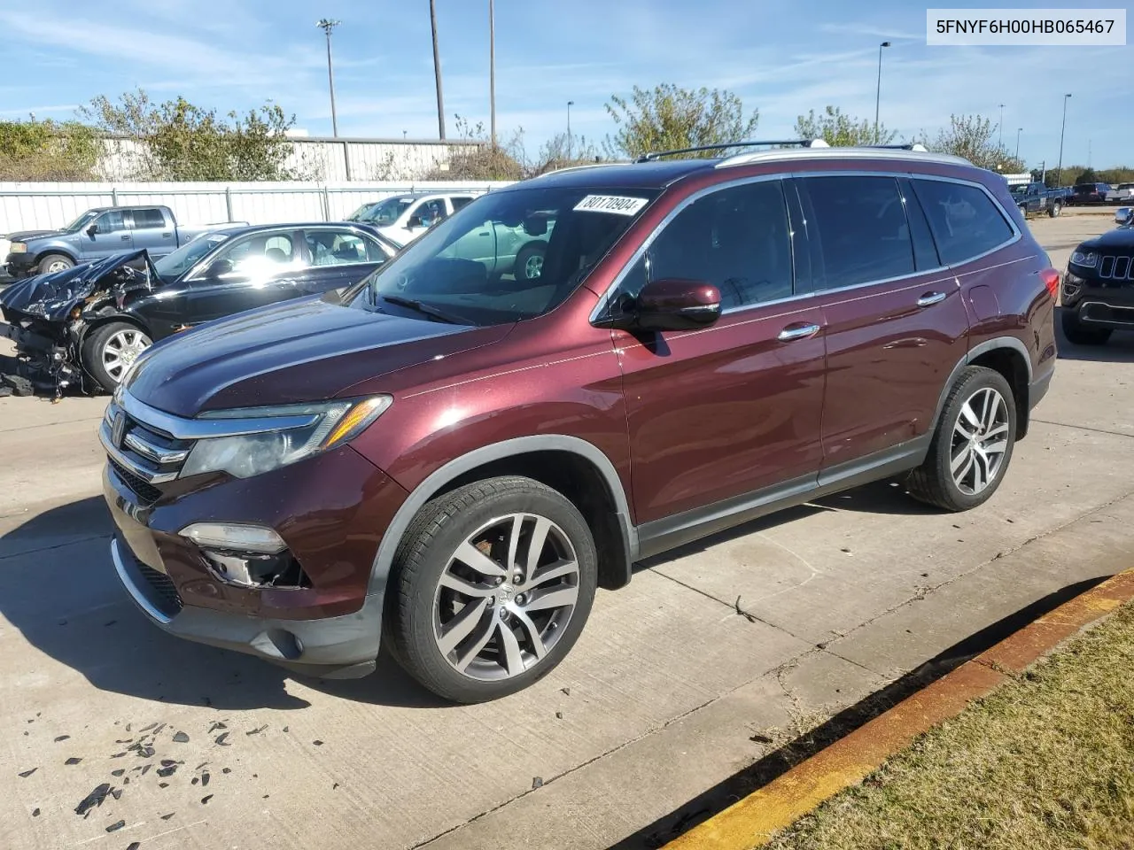 2020 Honda Pilot Elite VIN: 5FNYF6H00HB065467 Lot: 80170904