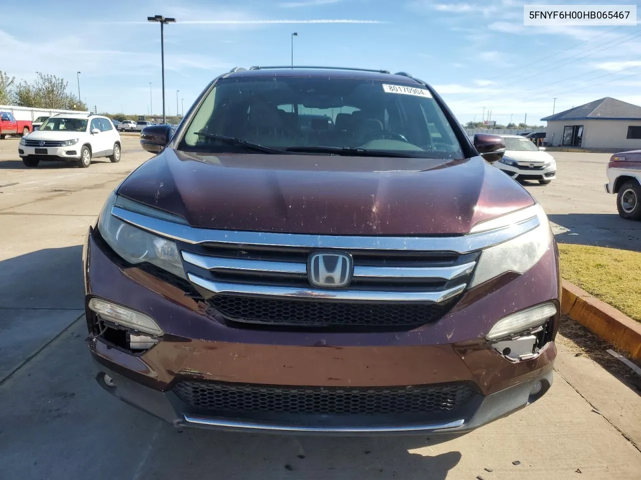 2020 Honda Pilot Elite VIN: 5FNYF6H00HB065467 Lot: 80170904