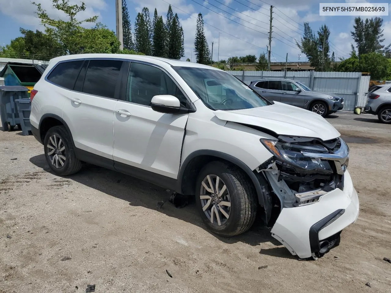 2021 Honda Pilot Exl VIN: 5FNYF5H57MB025693 Lot: 64769994