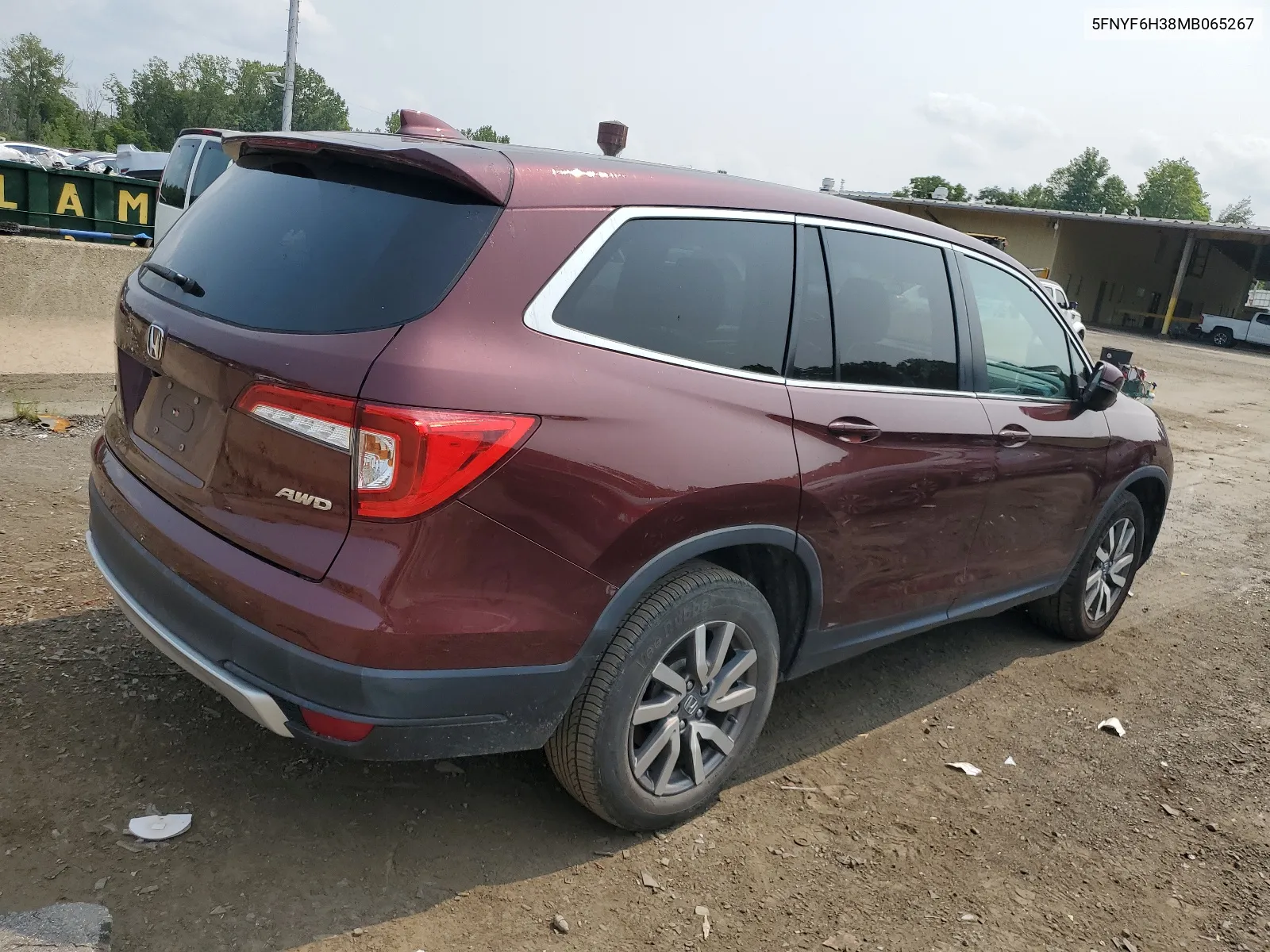 2021 Honda Pilot Ex VIN: 5FNYF6H38MB065267 Lot: 65021144