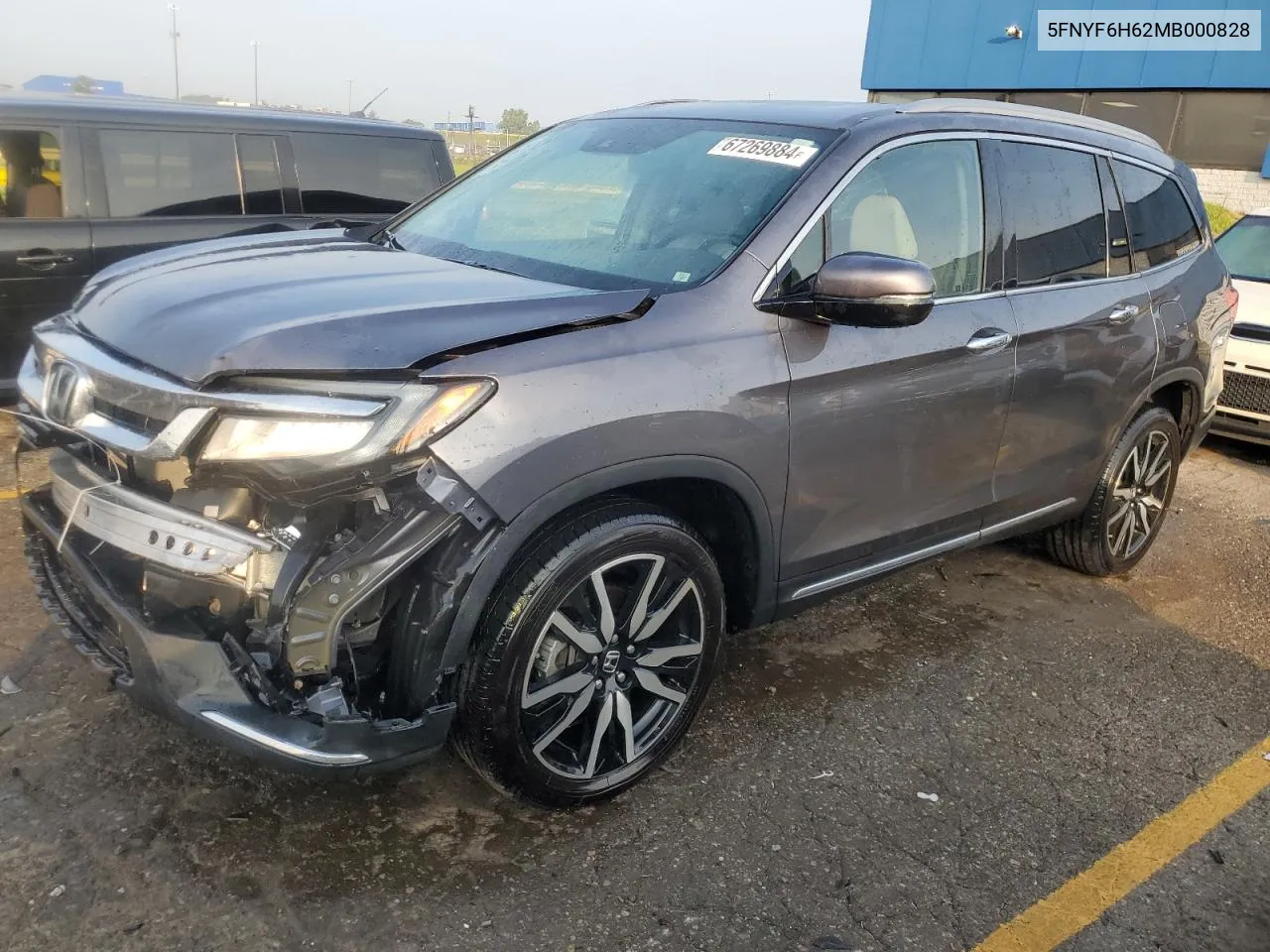 2021 Honda Pilot Touring VIN: 5FNYF6H62MB000828 Lot: 67269884