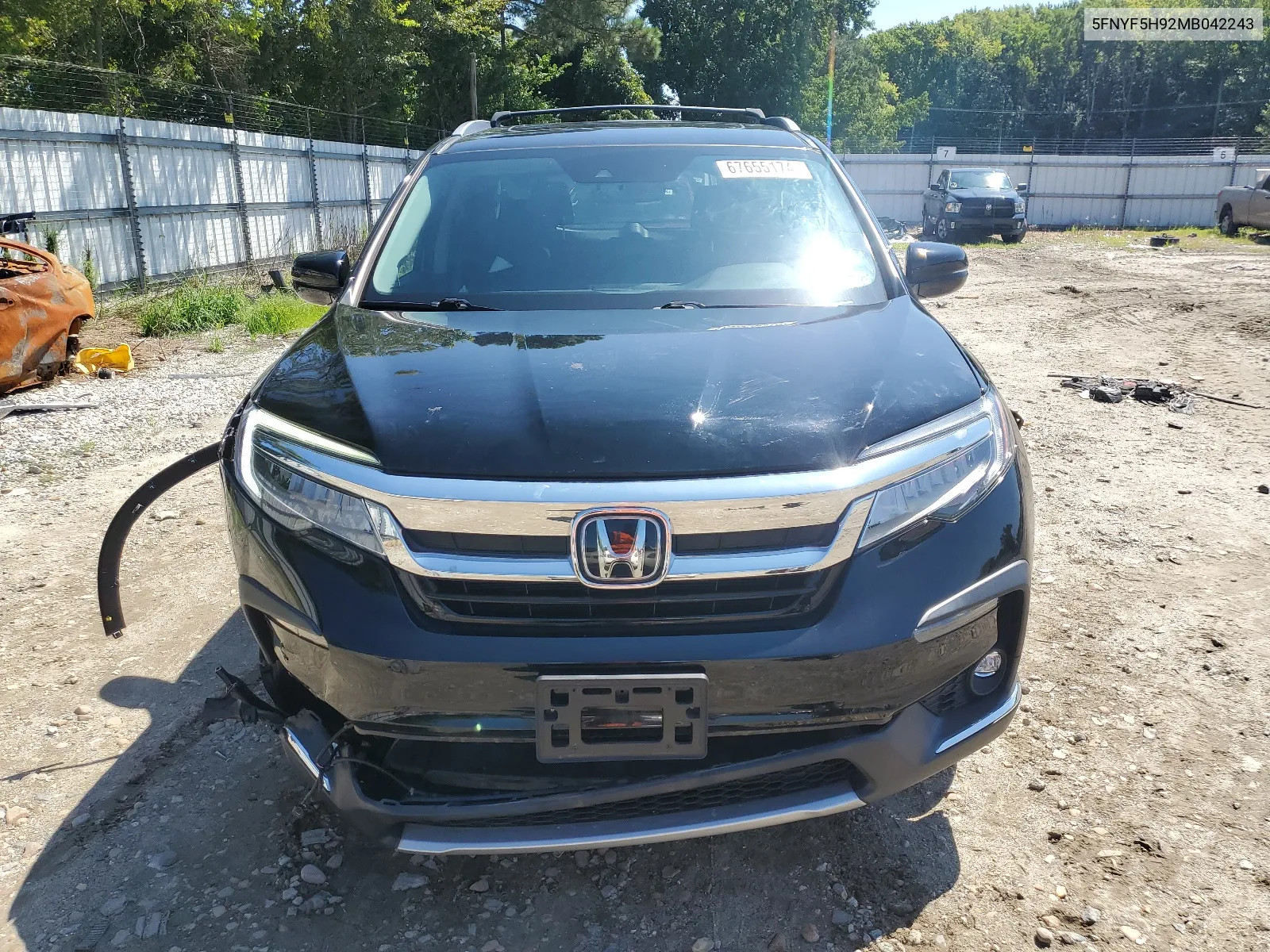 2021 Honda Pilot Touring VIN: 5FNYF5H92MB042243 Lot: 67655174