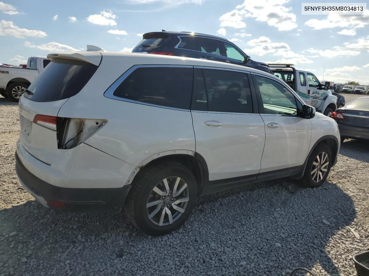 2021 Honda Pilot Ex VIN: 5FNYF5H35MB034813 Lot: 71637274