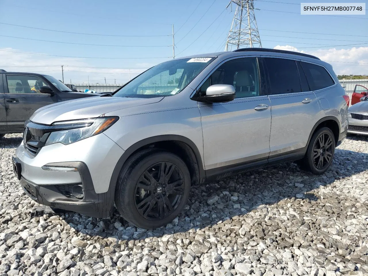 2021 Honda Pilot Se VIN: 5FNYF5H27MB007748 Lot: 71890234