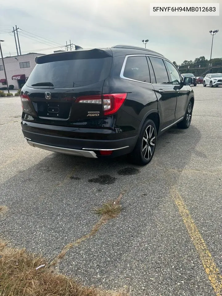 2021 Honda Pilot Touring VIN: 5FNYF6H94MB012683 Lot: 72250104