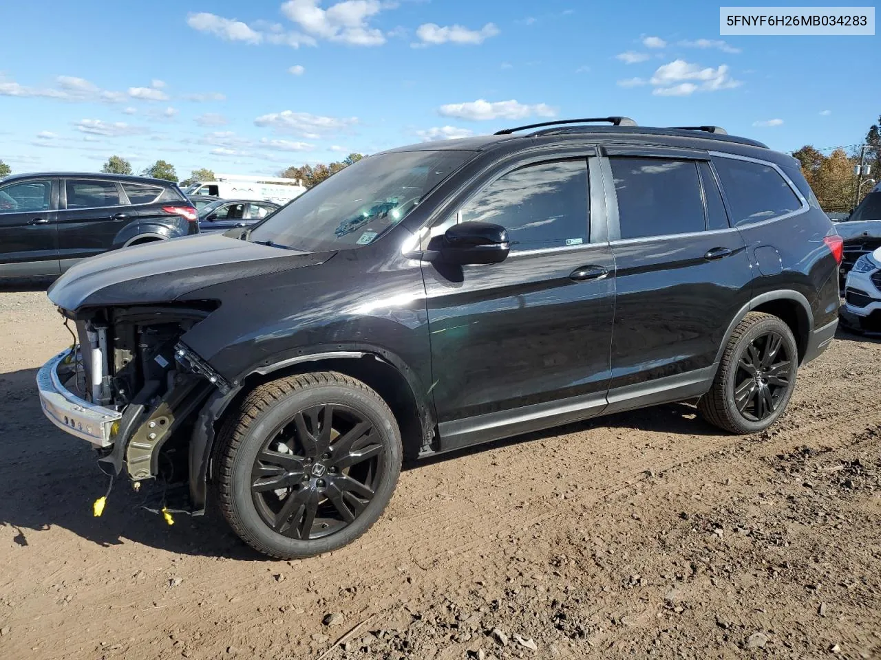 2021 Honda Pilot Se VIN: 5FNYF6H26MB034283 Lot: 75570824