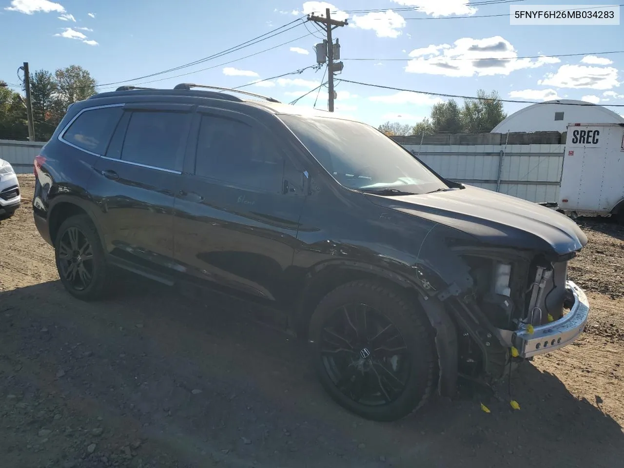 2021 Honda Pilot Se VIN: 5FNYF6H26MB034283 Lot: 75570824