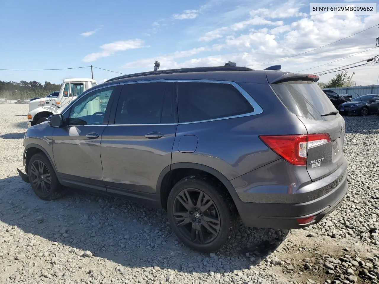 2021 Honda Pilot Se VIN: 5FNYF6H29MB099662 Lot: 75642624