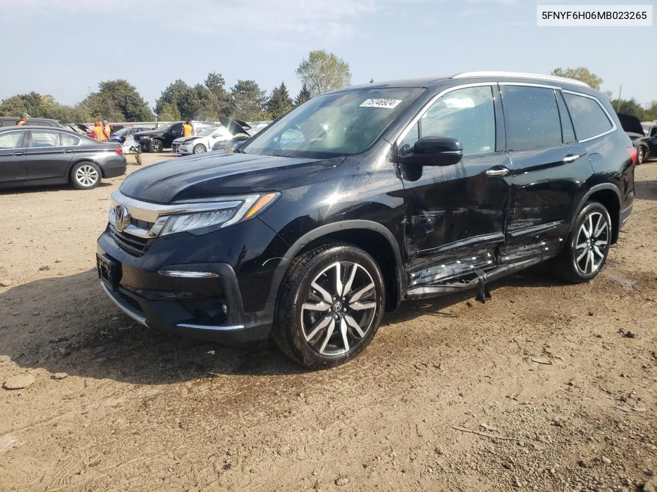 2021 Honda Pilot Elite VIN: 5FNYF6H06MB023265 Lot: 75746924