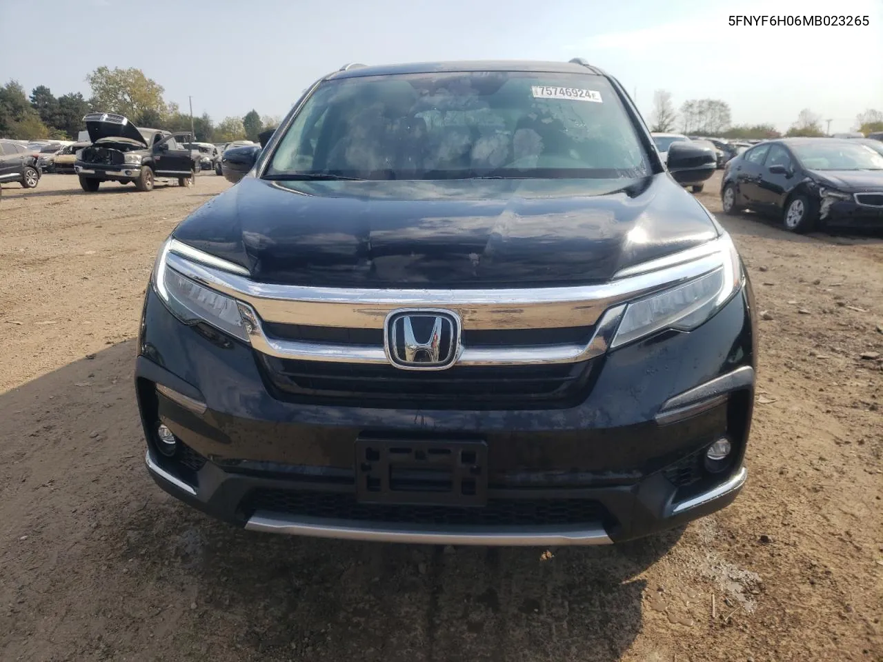 2021 Honda Pilot Elite VIN: 5FNYF6H06MB023265 Lot: 75746924