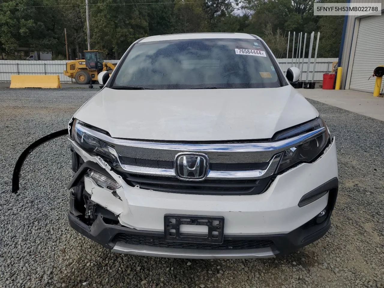 2021 Honda Pilot Exl VIN: 5FNYF5H53MB022788 Lot: 76584444