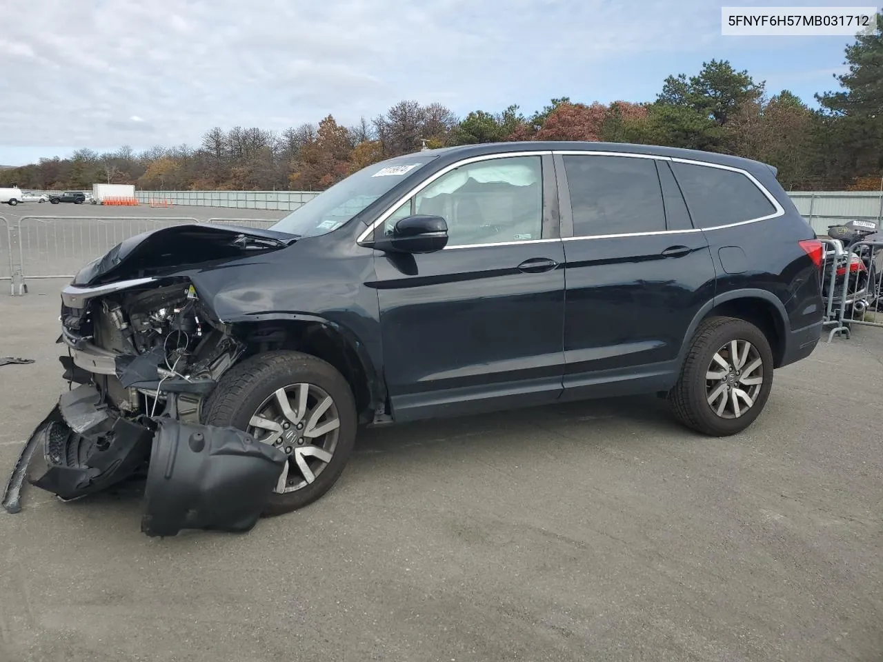 2021 Honda Pilot Exl VIN: 5FNYF6H57MB031712 Lot: 77119974