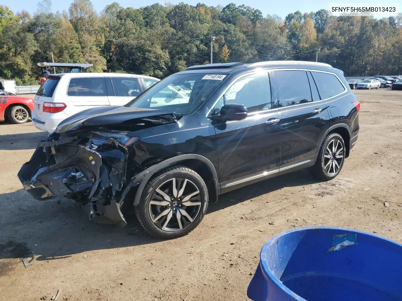 2021 Honda Pilot Touring VIN: 5FNYF5H65MB013423 Lot: 77148194