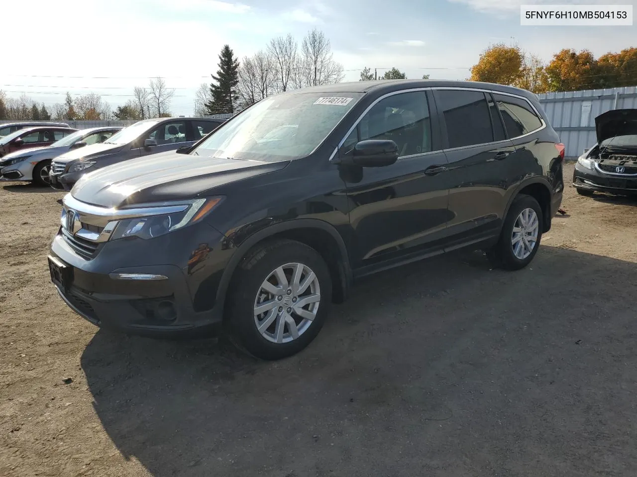 2021 Honda Pilot Lx VIN: 5FNYF6H10MB504153 Lot: 77746174