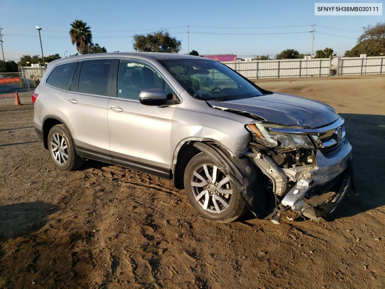 2021 Honda Pilot Ex VIN: 5FNYF5H38MB030111 Lot: 78471564