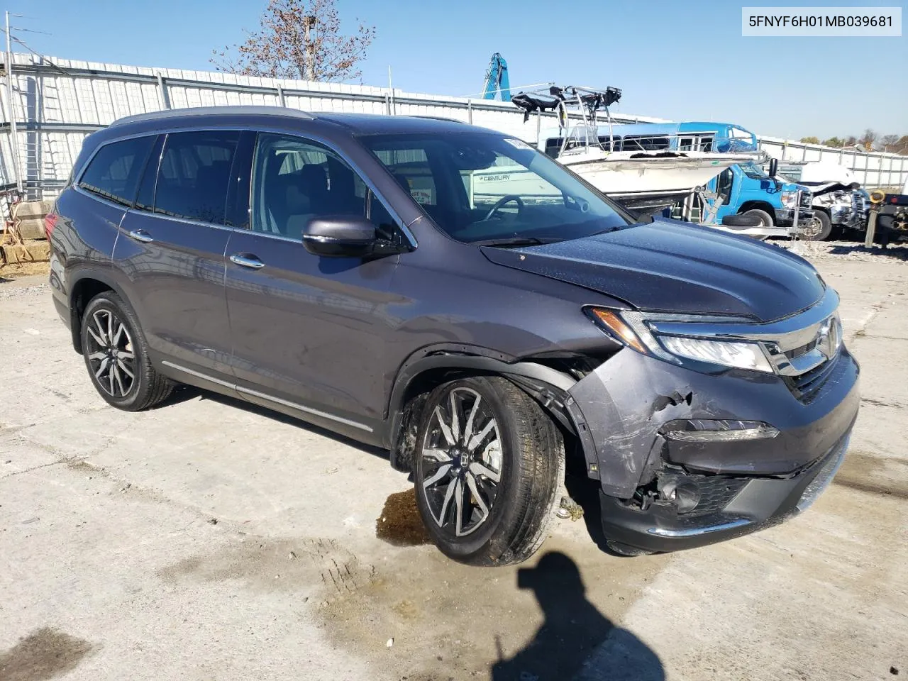 2021 Honda Pilot Elite VIN: 5FNYF6H01MB039681 Lot: 78746644