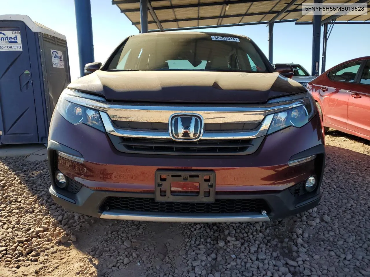 2021 Honda Pilot Exl VIN: 5FNYF6H55MB013628 Lot: 80585924