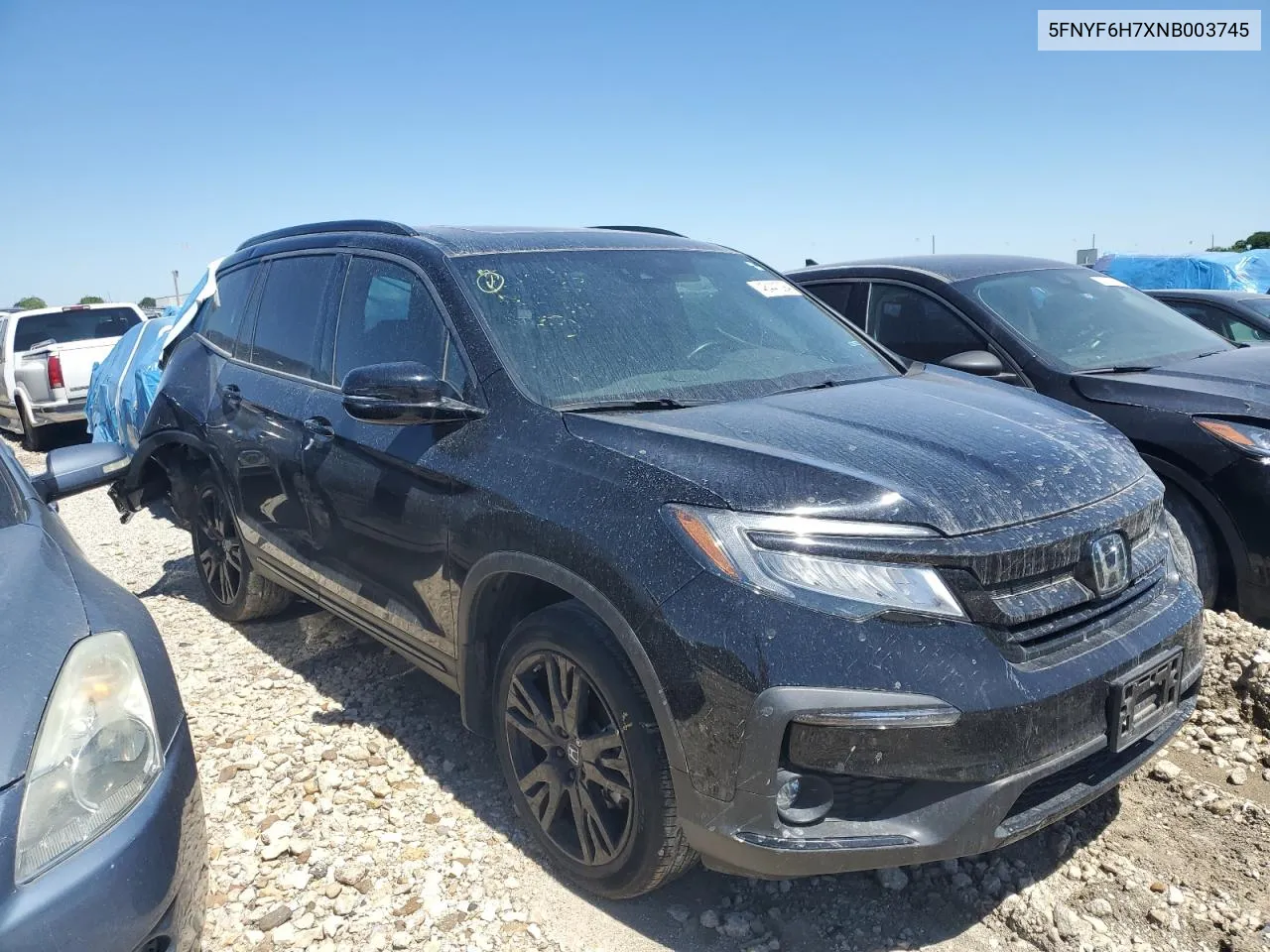 2022 Honda Pilot Black VIN: 5FNYF6H7XNB003745 Lot: 48441094