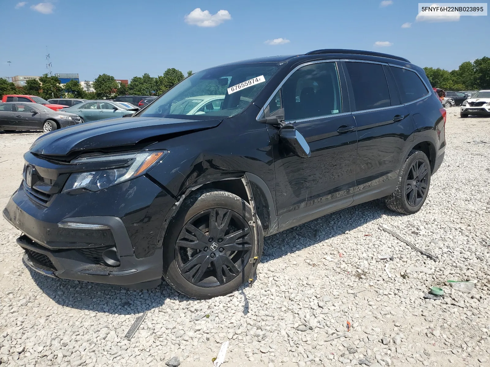 2022 Honda Pilot Se VIN: 5FNYF6H22NB023895 Lot: 67655974