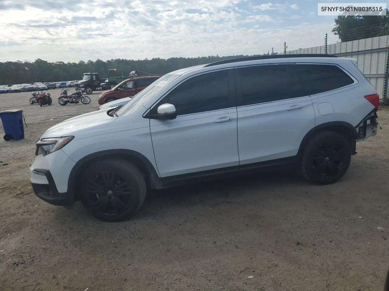 2022 Honda Pilot Se VIN: 5FNYF5H21NB035515 Lot: 68614354