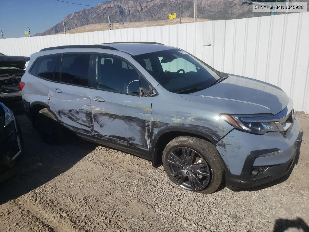 2022 Honda Pilot Sport VIN: 5FNYF6H34NB045938 Lot: 70121384