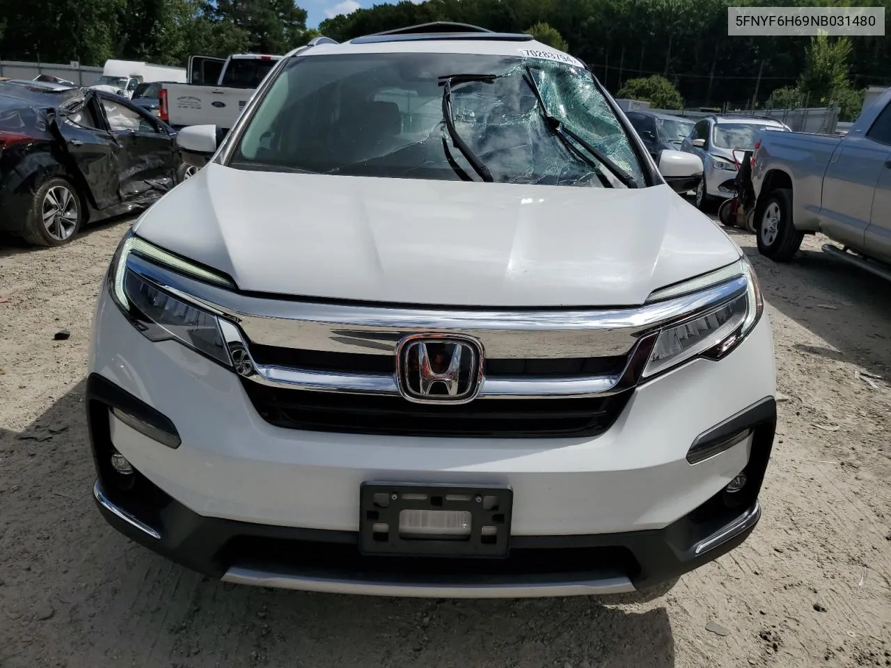 2022 Honda Pilot Touring VIN: 5FNYF6H69NB031480 Lot: 70283794