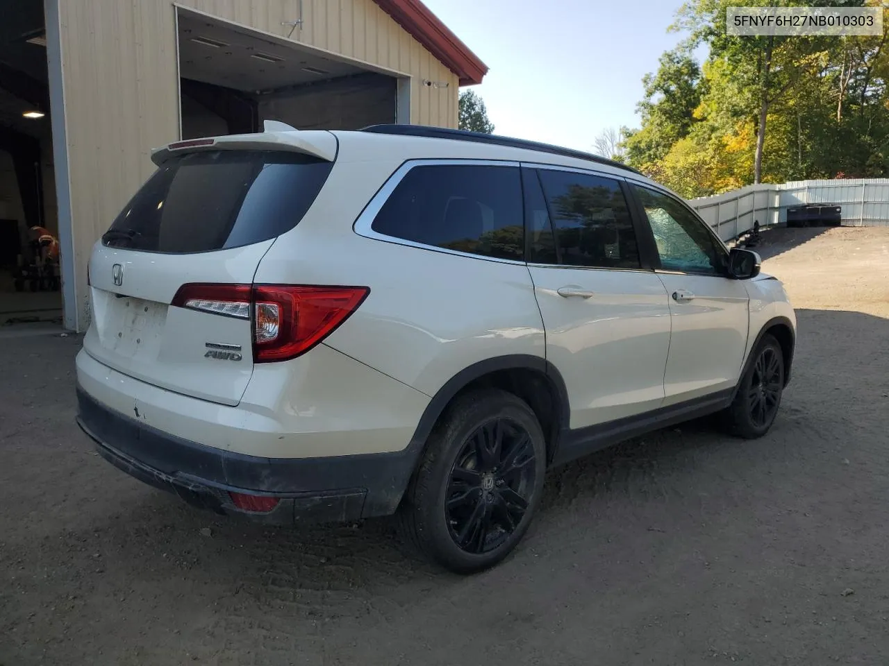 2022 Honda Pilot Se VIN: 5FNYF6H27NB010303 Lot: 70465864