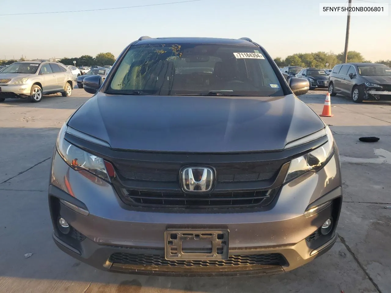 2022 Honda Pilot Se VIN: 5FNYF5H20NB006801 Lot: 71184394