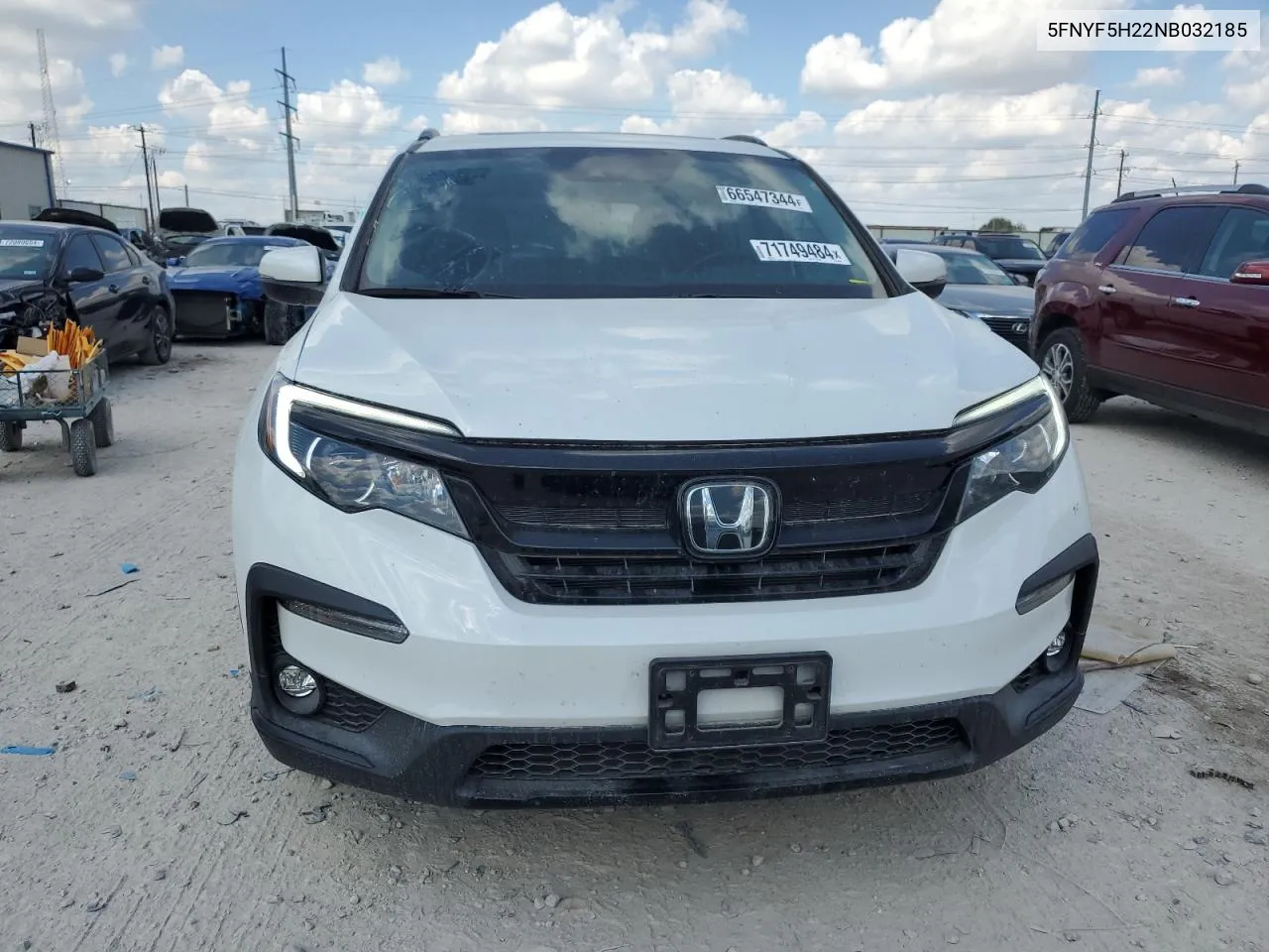 2022 Honda Pilot Se VIN: 5FNYF5H22NB032185 Lot: 71749484