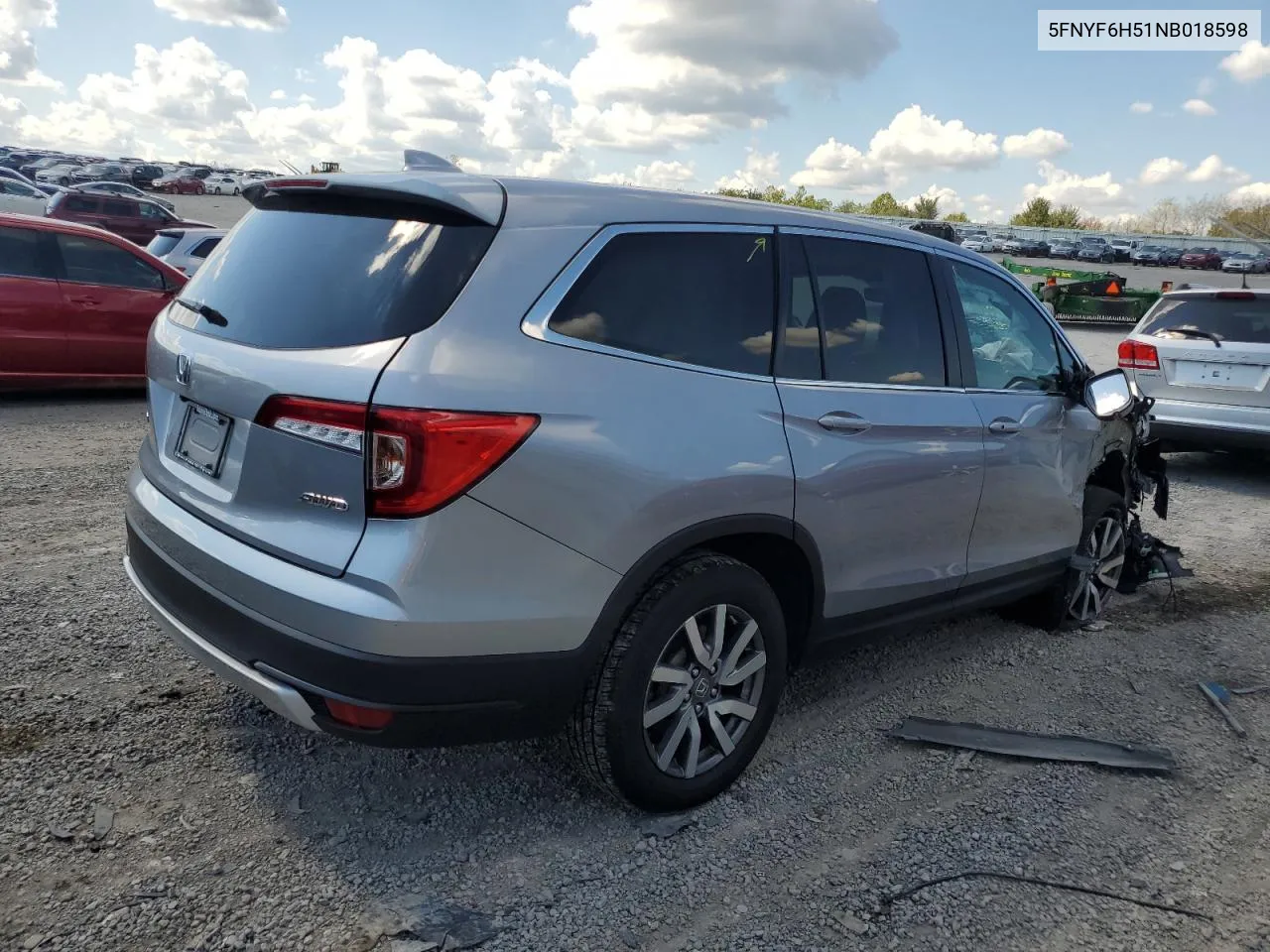 2022 Honda Pilot Exl VIN: 5FNYF6H51NB018598 Lot: 72242384