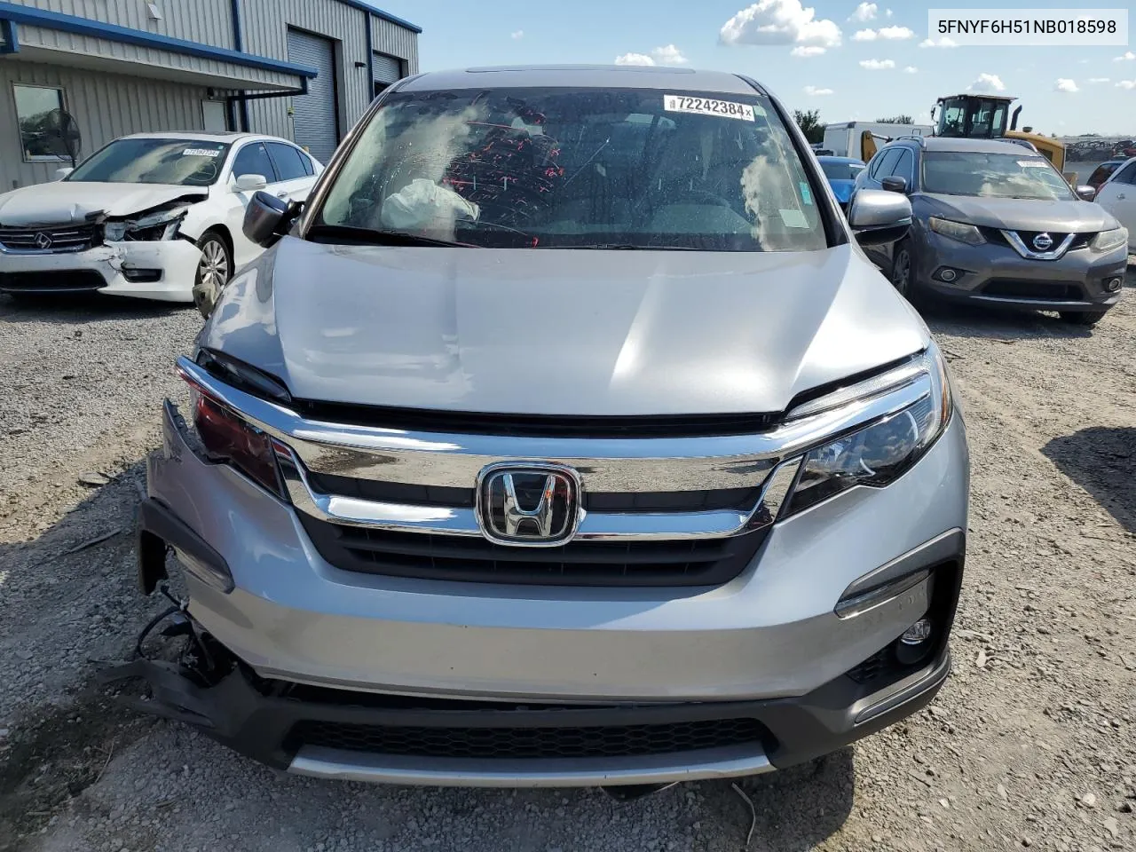 2022 Honda Pilot Exl VIN: 5FNYF6H51NB018598 Lot: 72242384