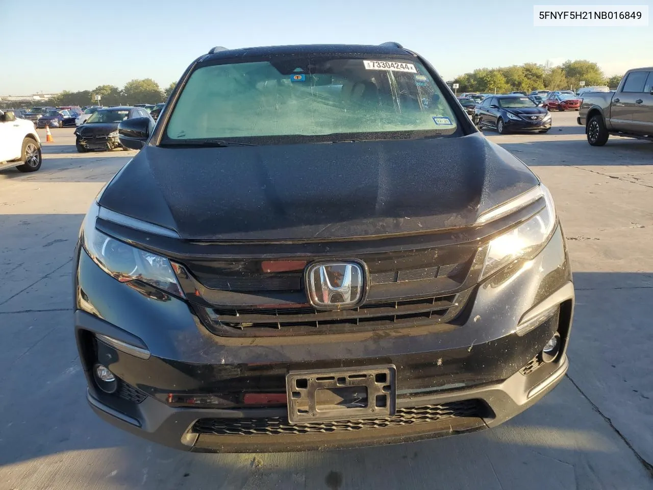 2022 Honda Pilot Se VIN: 5FNYF5H21NB016849 Lot: 73304244