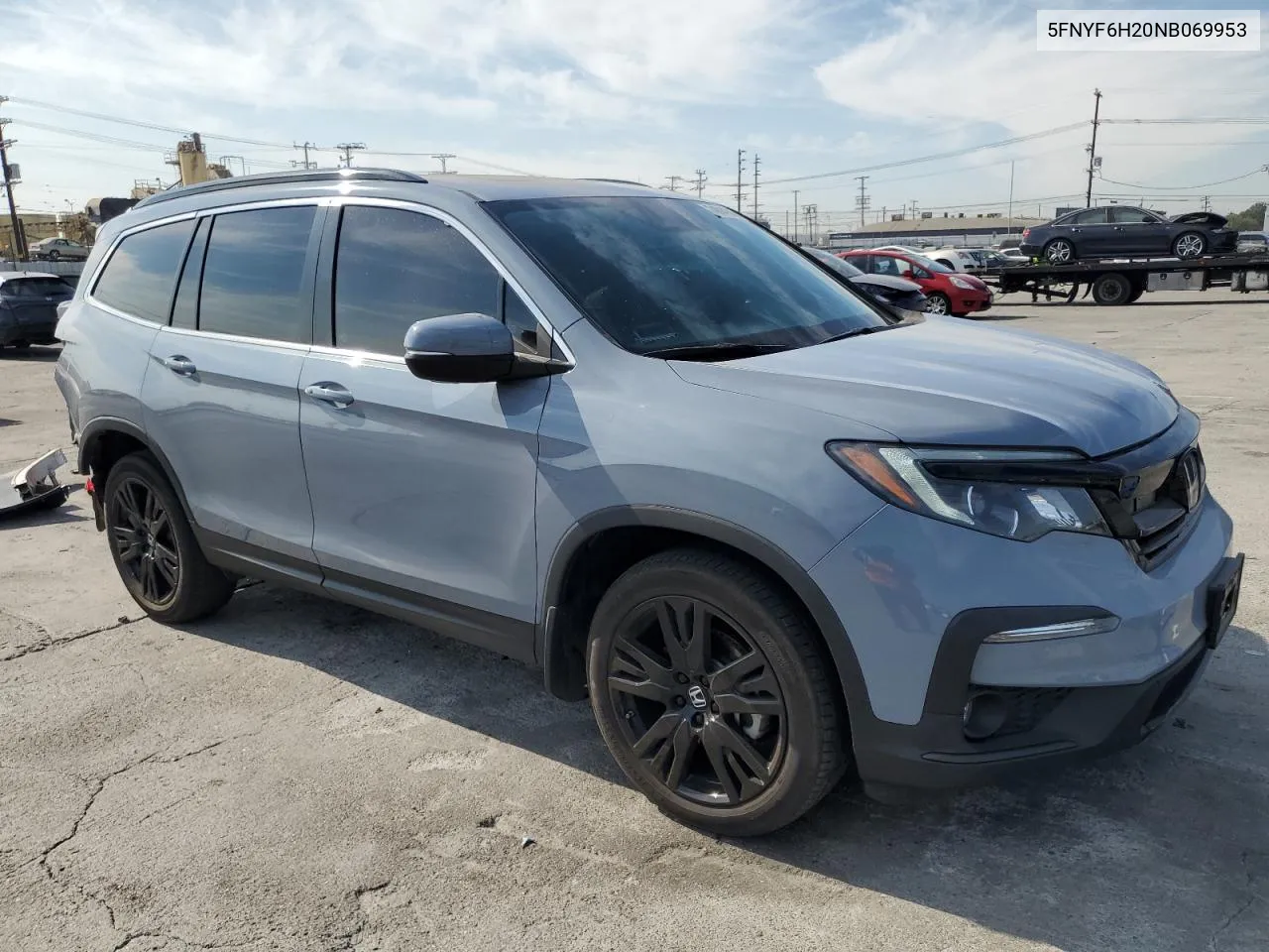 2022 Honda Pilot Se VIN: 5FNYF6H20NB069953 Lot: 74814784