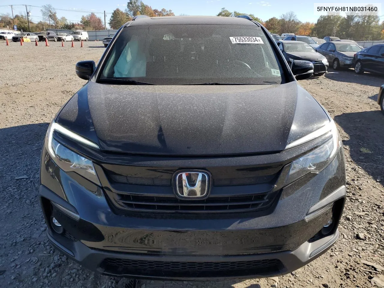 2022 Honda Pilot Trailsport VIN: 5FNYF6H81NB031460 Lot: 75533034